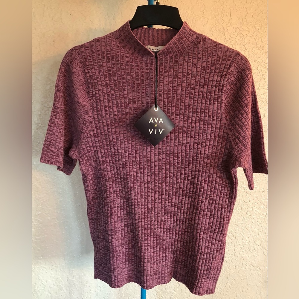 AVA & VIV Short Sleeved Mauve Women’s Sweater.